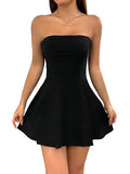 Solid Tube Sleeveless Fit & Flare Mini Dress for Women