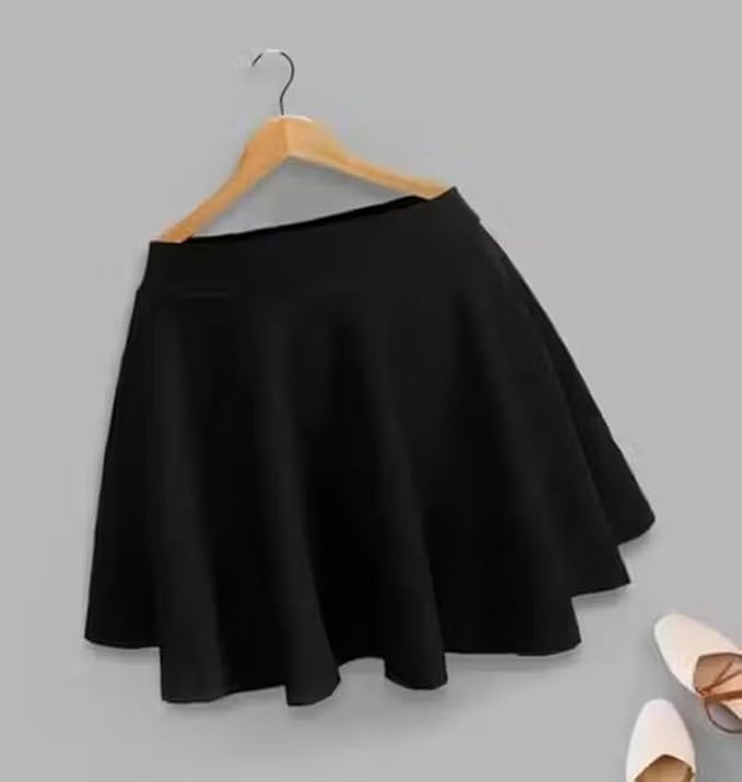 Girl's/Women's Classic Versatile Stretchy Flared High Waist Trendy Skater Mini Black Summer Short Skirt
