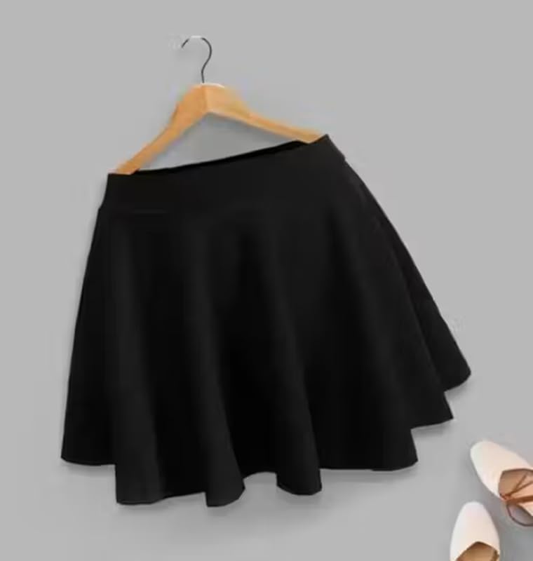 Girl's/Women's Classic Versatile Stretchy Flared High Waist Trendy Skater Mini Black Summer Short Skirt