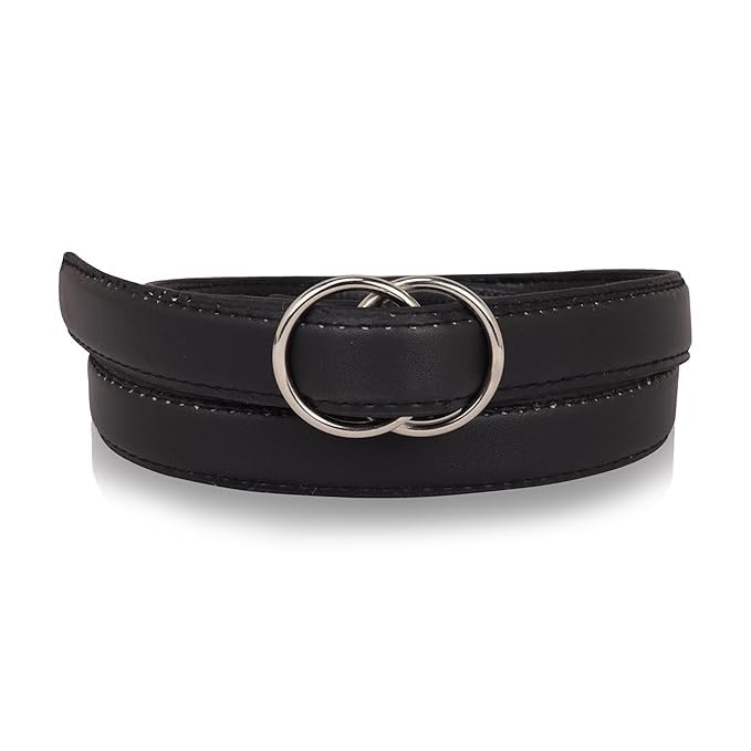 Black Double Ring Faux Leather Belt For Women's & Girls | Formal & Casual Belt For Ladies | Double Ring Belt For Ladies and womens