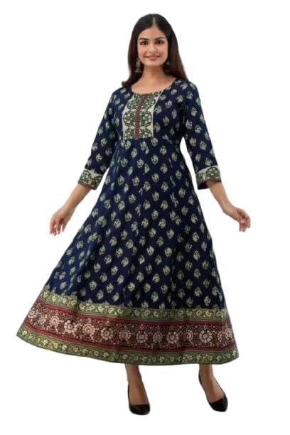 Women Printed Viscose Rayon Anarkali Kurti