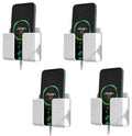 Wall Mounted Mobile Holder Storage Case 4 Pack Remote Organizer with Phone Charging Port (White)