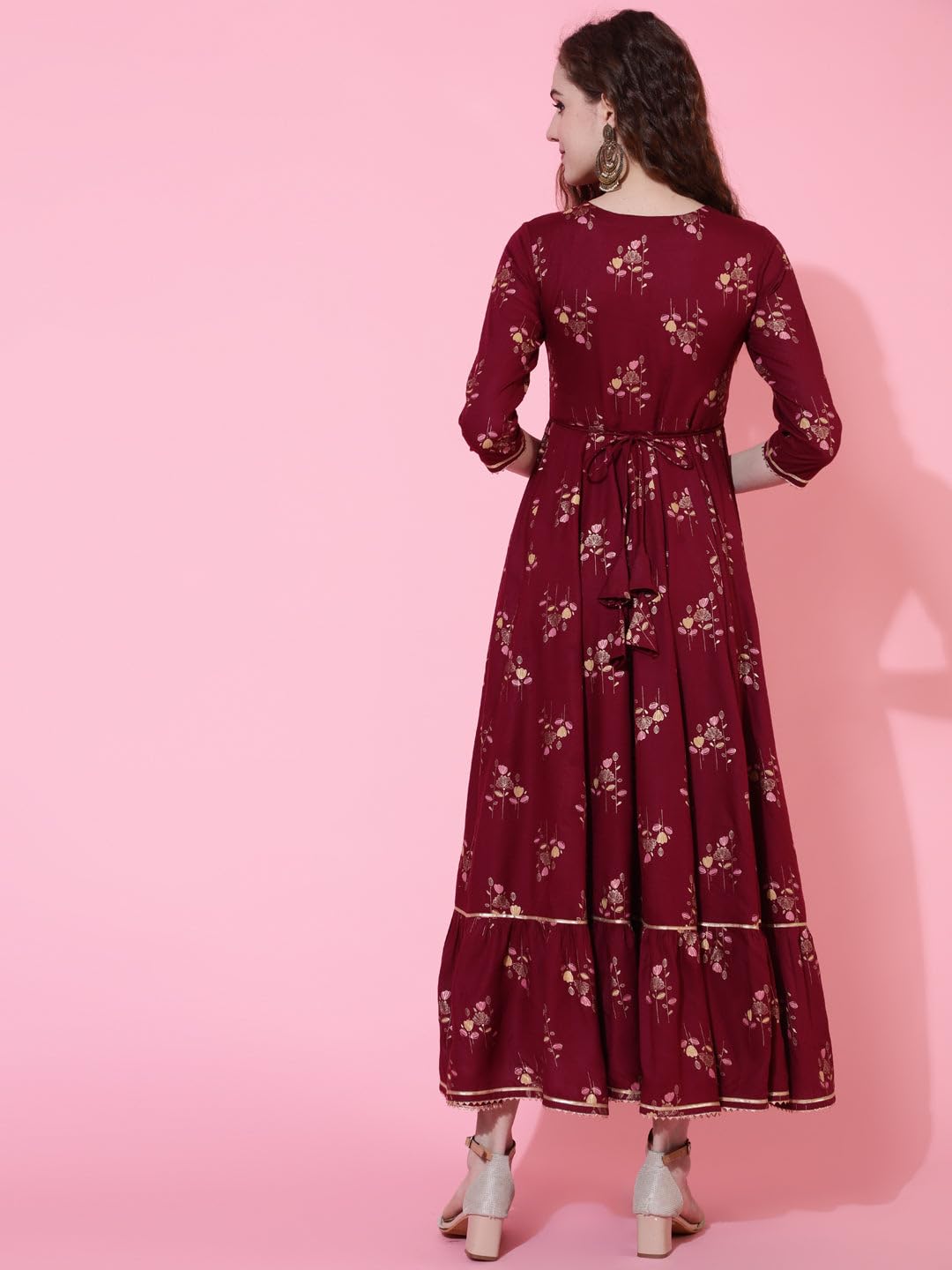 Anarkali Kurti for Womens Printed Rayon Long Gown Kurta Dress Casual Wear