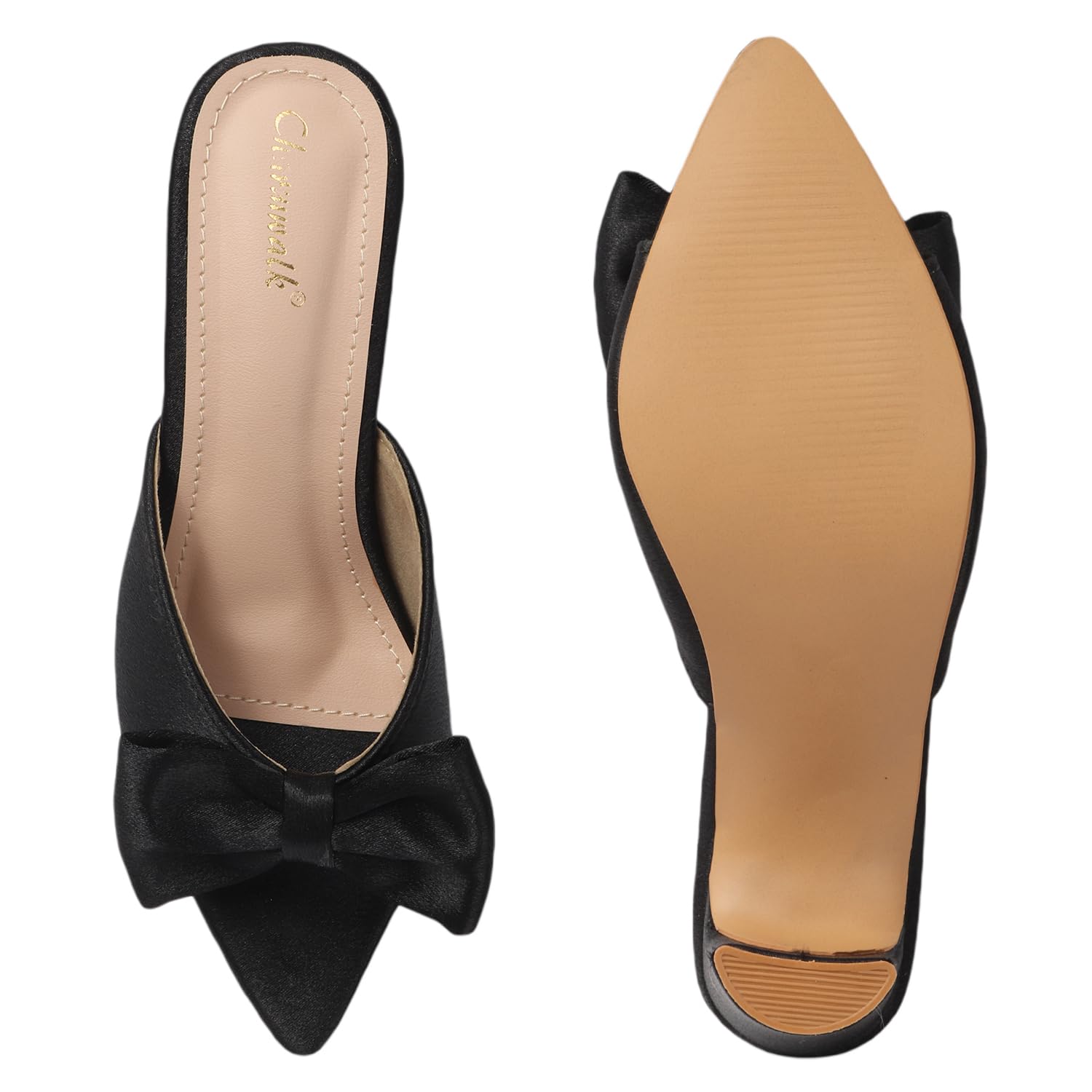 Women's Satin Block Heels with Stylish Bow | Open Toe Slip-On Party Sandals | Pink Dress Heels for Wedding & Casual Wear
