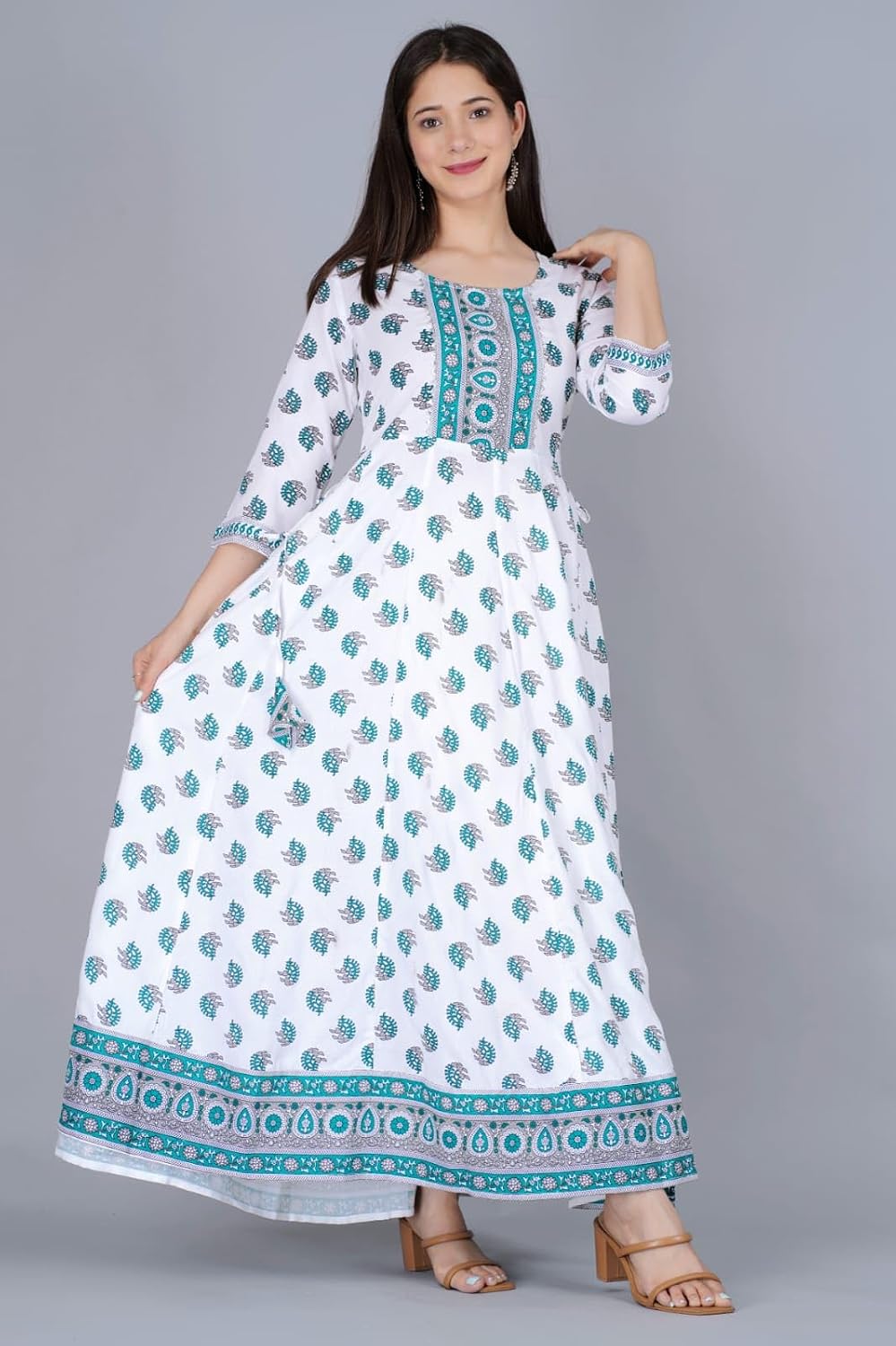 Women Printed Viscose Rayon Anarkali Kurti