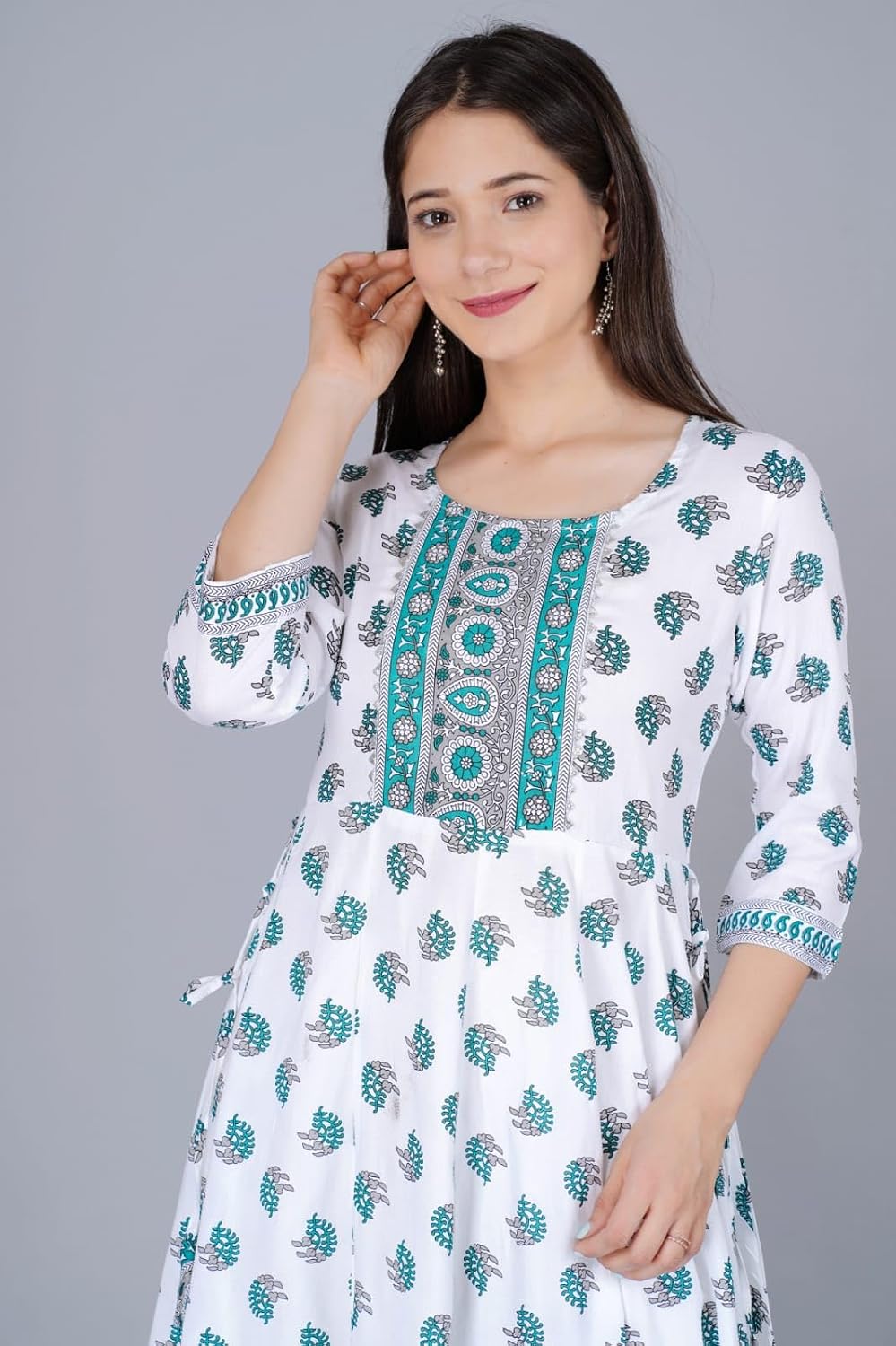 Women Printed Viscose Rayon Anarkali Kurti