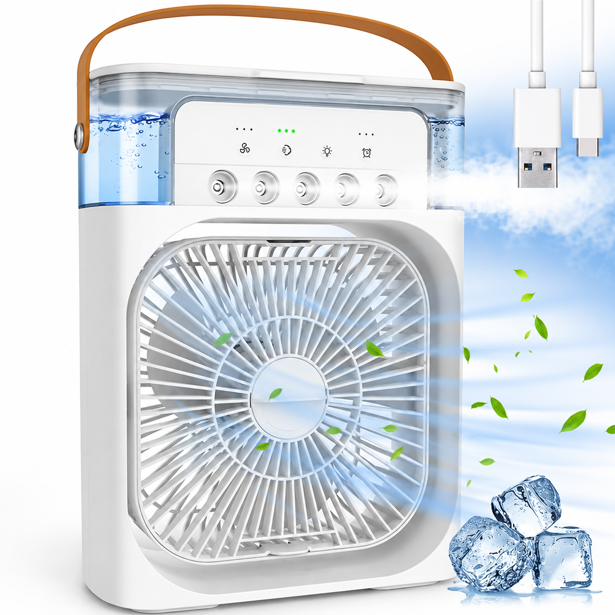 Portable Humidifier Air Cooler Mist Fan - Mini Cooler for Home & Kitchen