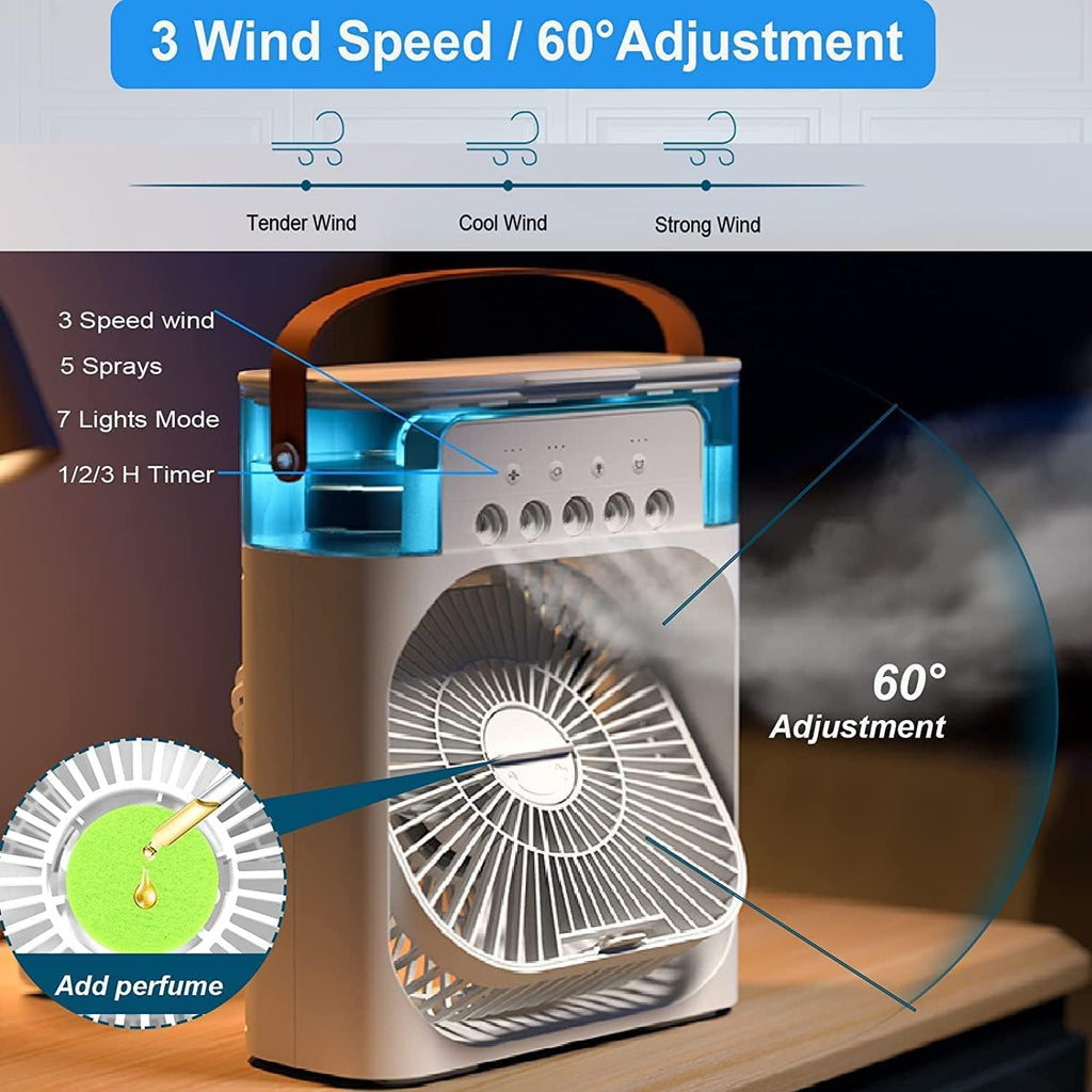Portable Humidifier Air Cooler Mist Fan - Mini Cooler for Home & Kitchen