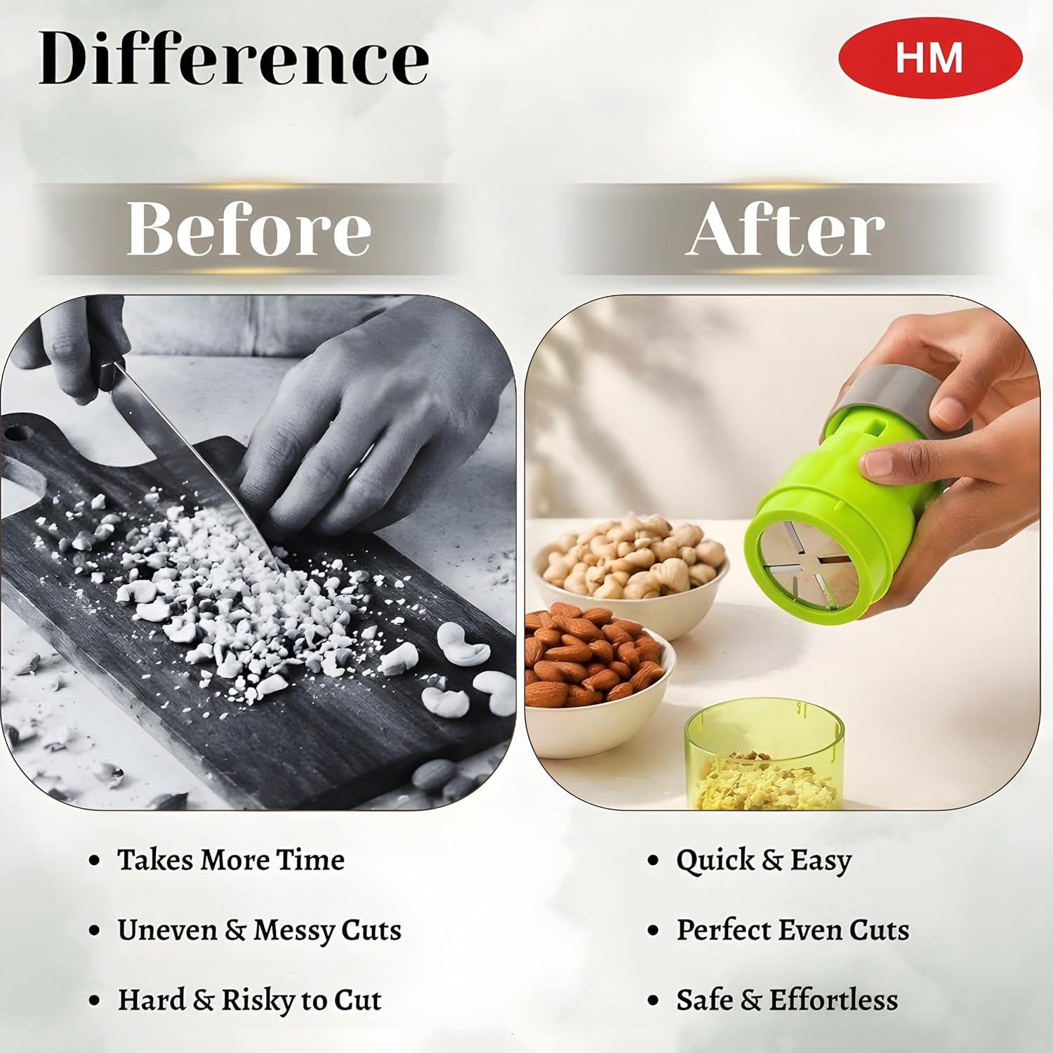 Easy Grip Dry Fruit Cutter for Smooth and Uniform Nut Slicing at Home