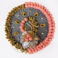 Premium Gray & Golden Peach Floral Designer Laddu Gopal Dress, Size 3