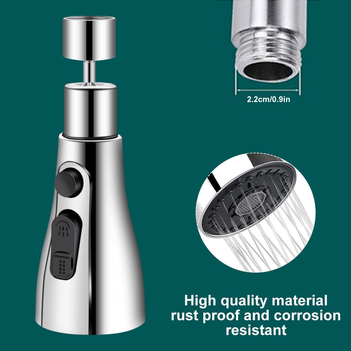 Urban Elegance 360 Degree Movable Faucet Aerator (3 Mode Jet X-CROSS Eco-Mist) Dynamic ABS Dual Flow Kitchen Sink Faucet Shower Sprayer (Pack of 1)