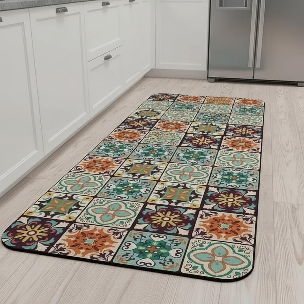 HomeCloud Rubber Kitchen Rectangular Mats For Floor Set Of 2 Pcs | Non-Skid, Soft Absorbent Rugs For Kitchen, Laundry, And Hallway